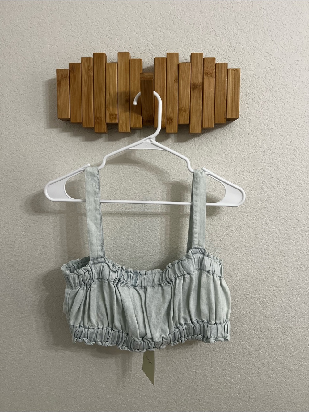 Smocked Sleeveless Jean Crop Top